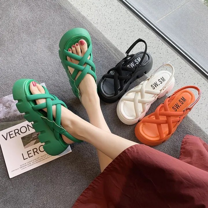 European%20Station%20Women's%20Sandals%20Summer2023New%20Green%20Thin%20Cross%20Straps%20Platform%20Platform%20Platform%20Sports%20Roman%20Shoes%20-%20Image%203