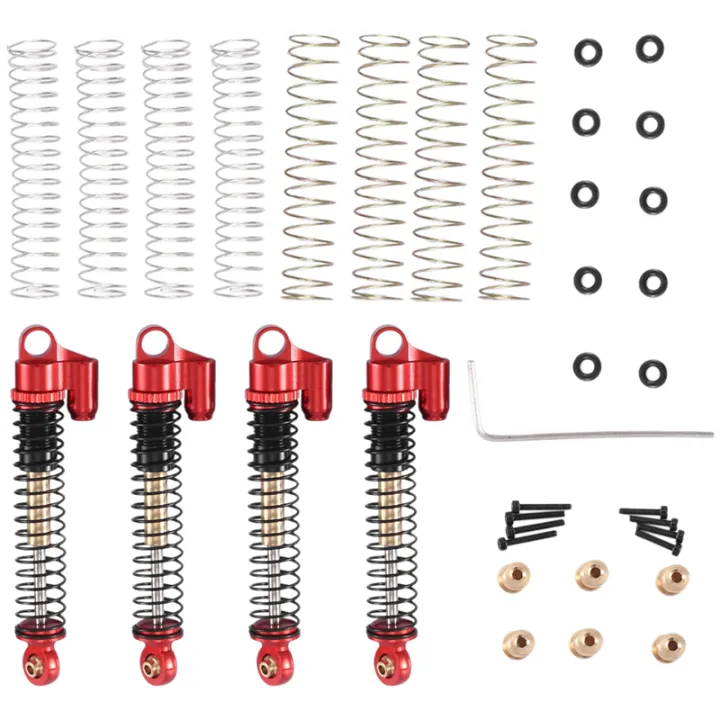 4Piece 53Mm Metal Shock Absorber Damper Replacement Parts Accessories for Axial SCX24 AX24 1/24 RC Crawler Car Upgrade Parts ,Red