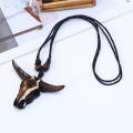 Intricate design Bull skull pendant necklace Unique Adjustable size Handcrafted Leather jewelry  leather Ethnic pendant for Casual wear Hipster fashion Festival accessory Gift for men Western-themed. 