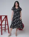 Spring & Summer Printed Frill Sleeves Dress with Ruffles. 