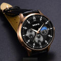 New High-End wokai Watch Business Wristwatch Quartz Sports Watch Leather Strap Men's Watch 45 to 50 Years Old. 