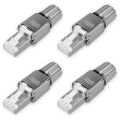 RJ45 Network Connector Pack -Set of 4 Cat6A RJ-45 Network Connectors -Shielded Cat 6A Ethernet Cable Strain Relief Plugs. 