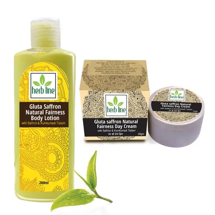 Herb Line Gluta Saffron Natural Fairness Body Lotion & Day Cream ( Herbline )