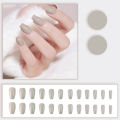 24PCS French False Nails Wearable Waterproof Press On Nail Art Full Coverage Faux Solid Color Nail Tip Accessories Tool Mzea. 