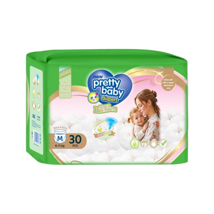 Pretty Baby | Disposable Baby Diapers | Medium 30 Pcs