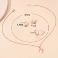 【hot】 4 Pieces Rose Gold-Color Lady Flower Fashion Accessories Zircon Simple Ornate Exquisite Necklace Ring Earrings Jewelry Set. 