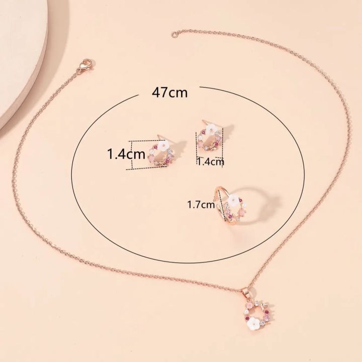 %E3%80%90hot%E3%80%91%204%20Pieces%20Rose%20Gold-Color%20Lady%20Flower%20Fashion%20Accessories%20Zircon%20Simple%20Ornate%20Exquisite%20Necklace%20Ring%20Earrings%20Jewelry%20Set%20-%20Image%204