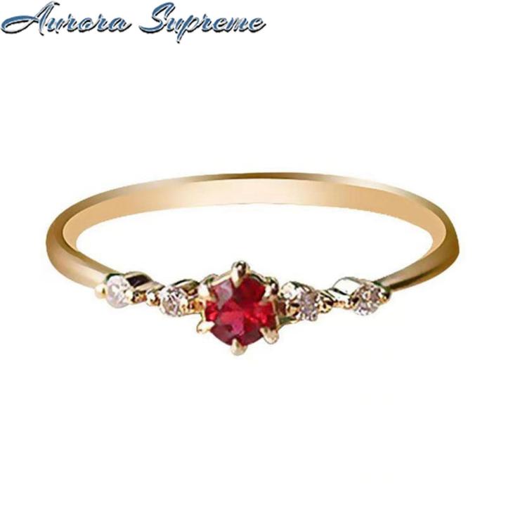 Women Ring Sparkling Carbuncle Women's Wedding Ring High-end Stainless Steel Jewelry for Bride Anniversary Gift Anti-rust Delicate Design Buyers' Favorite