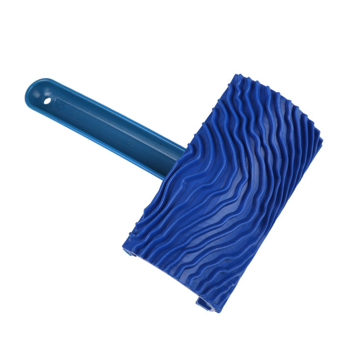 KOGEEK Blue Wood Grain Rubber Paint Roller DIY Painting Grain Tool Wood Grain Pattern Paint Roller with Handle