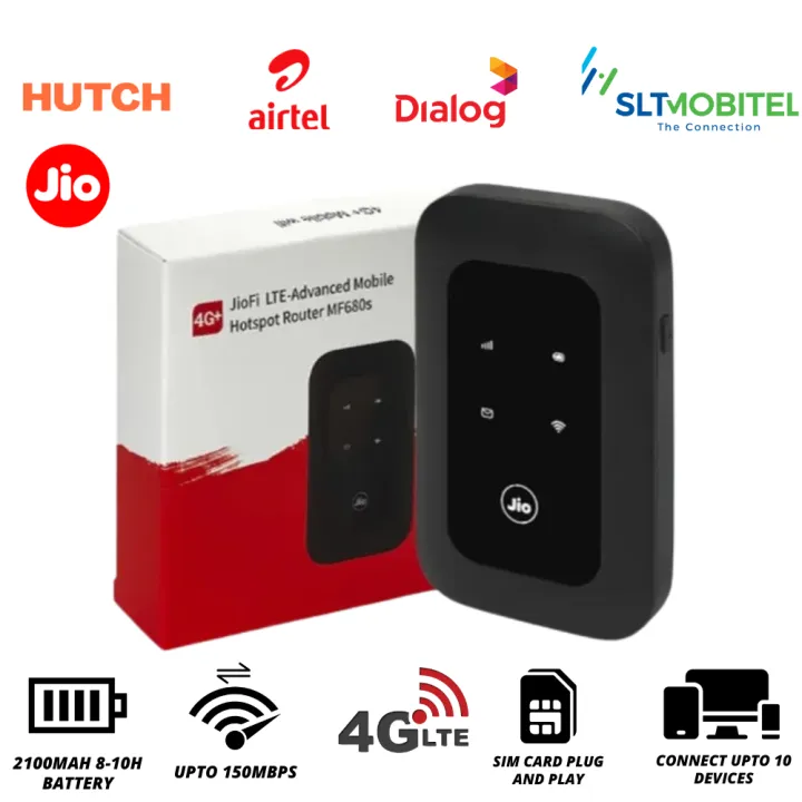Jio Sim Based Router JIO MF680S 4G Pocket Router | Unlocked for All SIMs | Fast, Portable ...