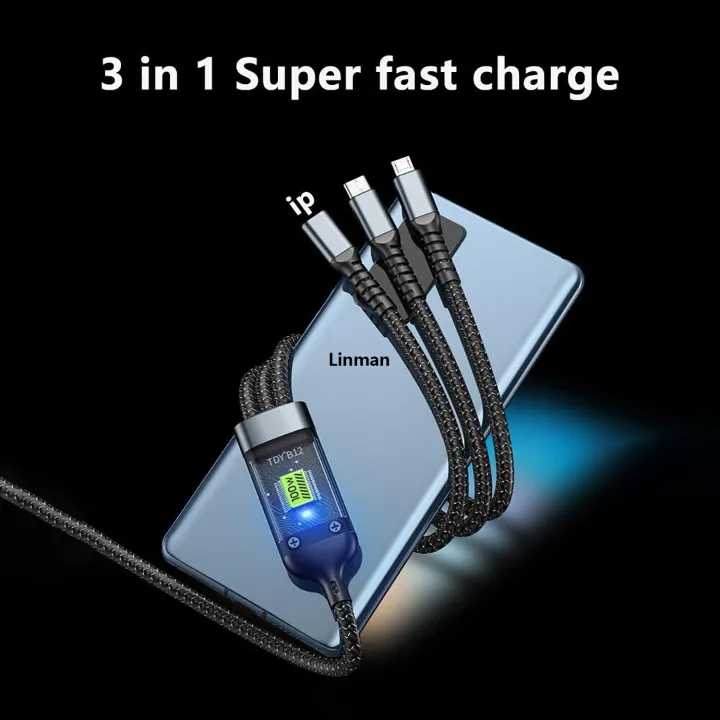 Linman%20Transparent%20Digital%20Display%20Luminous%20100w%20Charging%20Cable,%204FT%203%20in%201%20Charging%20Cable%20Multiple%20USB%20Cord%20Nylon%20Braided%20Charger,ComProfesional%20patible%20with%20IP/Type-C/Micro-USB%20for%20iPhone%20X%208%207%206%205%20Micro%20USB%20Type%20C%20durable%20Cable%20for%20Samsung%20Galaxy%20S9%20S8%20-%20Image%207
