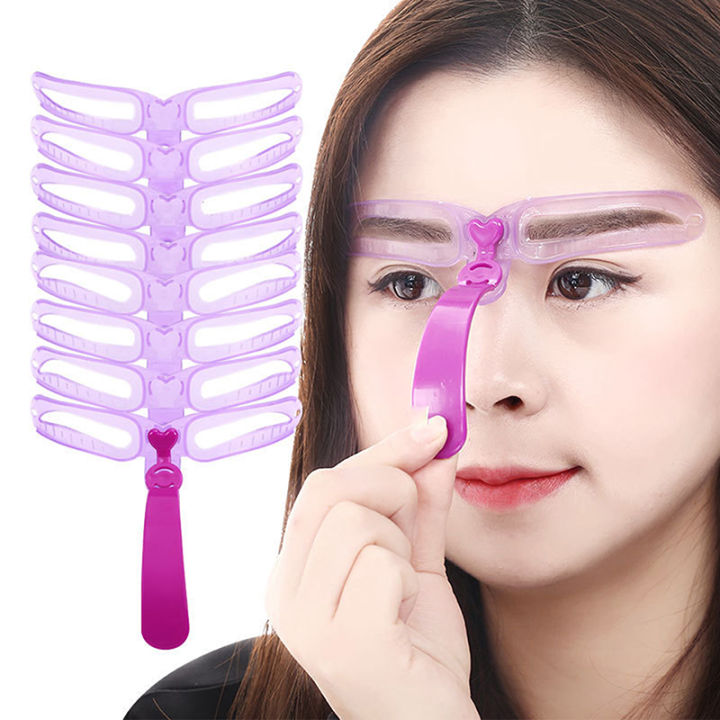 8pcs/set Reusable Eyebrow Template Kit Grooming Eyebrow Makeup Helper Tools Queena