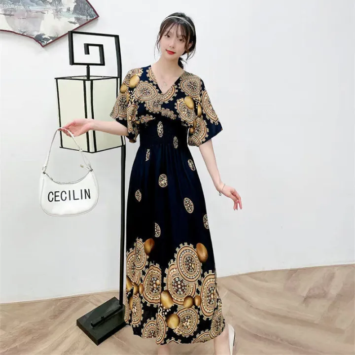 %E3%80%90ZIME%E3%80%91Women%20Bohemian%20Floral%20Printed%20Short%20Sleeve%20Long%20Dress%20V-neck%20Party%20Beach%20Maxi%20Dress%20-%20Image%205