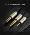 3.5mm TRS to Dual 6.35mm TS Audio Cable 2m (Gray). 