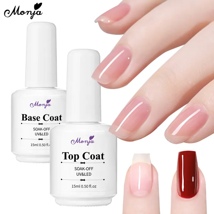 Monja 15Ml Nail Art Uv Gel Base Varnish Top Coat Led Lamp Light Cure Drying Soak Off Reinforce Salon Home Diy Manicure Design Tools Devices White Bottle