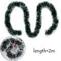 【Folio & Light】2m Decoration Ribbon Garland Tree Ornaments Hanging Xmas Wreath Dark Green With Snow Fringe Fake Vine Tinsel. 