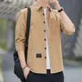Summer High-End Trendy Versatile 3/4 Sleeve Shirt Men Work Clothes Shirt Loose Short Sleeve Jacket Men. 