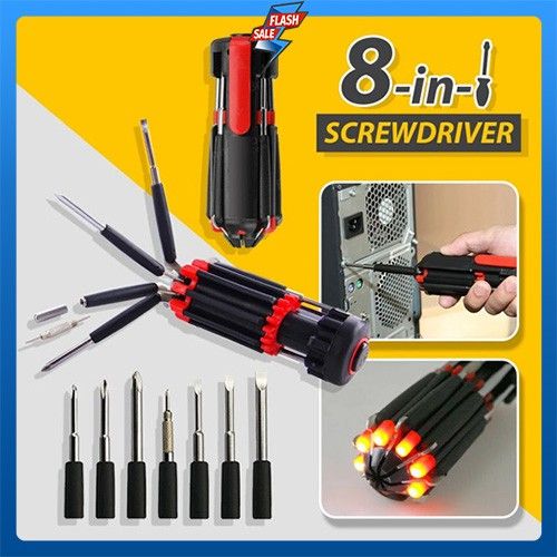 Multi tools DIY 8 in 1 Multi Portable Screwdriver Tools Set with 6 LED Flashlight Torch. Daraz.lk
