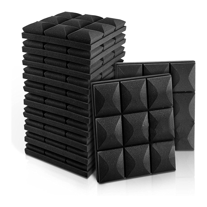 12 PCS Soundproof Foam Wall Panels Studio Sound Proof Foam Panels Soundproofing Wall KTV Room Black