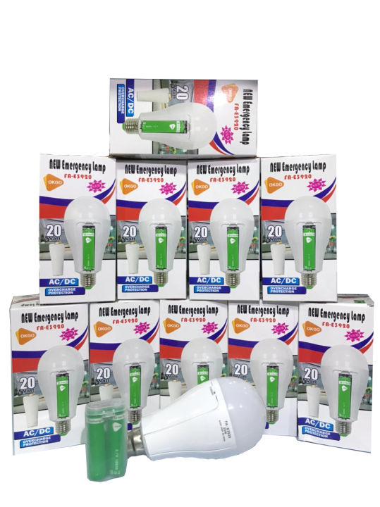 Rechargeable Light 20W Double Battery AC/DC Rechargeable LED Light Emergency Energy Saving LED Bulb Rechargeable Emergency Auto bulb 20 WATT