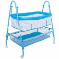 BayLand 208 Comfort Cradle Cot - New Born Baby Swing Cradle with Mosquito Net & Wheel (Blue). 