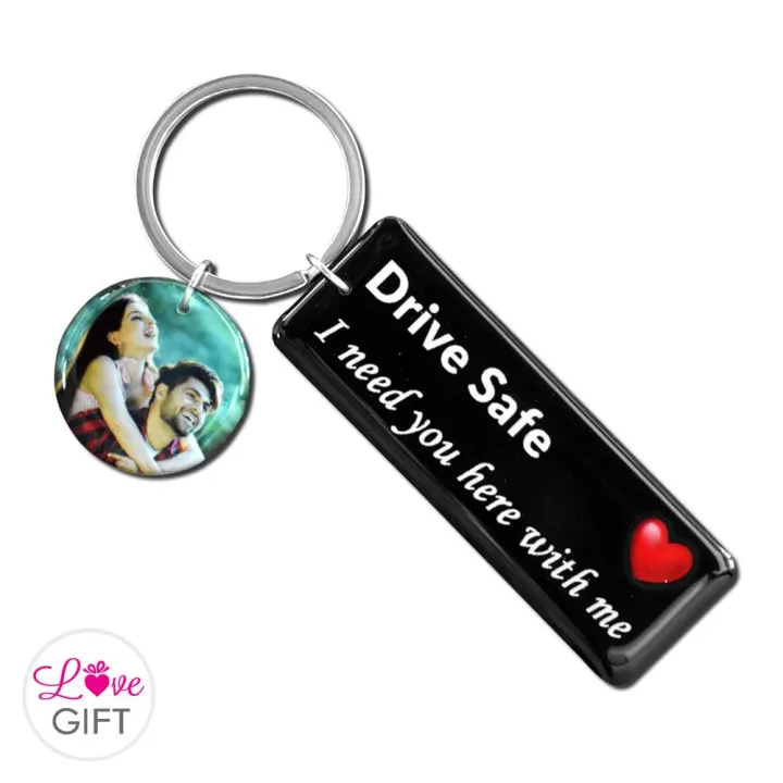 Drive%20Safe%20key%20tag%20with%20photo%20for%20Love%20Birthday%20Gift%20Customized%20Own%20Words%20Vehicle%20Keychain%20for%20anniversary%20valentine%20day%20gift%20Love%20Gift%20Lanka%20-%20Image%202