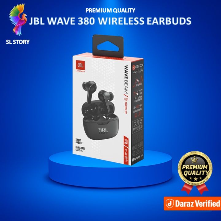 JBL WAVE 380 TWS Bluetooth Wireless True Earbuds Sport Super Bass Wireless Earbuds Airpods Handfree Earphone JBL Wave 380, wireless earbuds JBL, Bluetooth 5.3 earbuds, ENC earbuds, JBL touch earbuds, SL STORY JBL, JBL 48H earbuds, waterproof earbuds