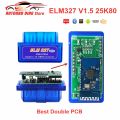 Double PCB ELM327  V1.5 With PIC18F25K80 C OBD2 Code Reader ELM 327 V2.1 V1.5 Diagnostic Tool For IOS Android Window - Black 1PCB. 