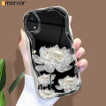 AMORVOR for Vivo Y93 Back Cover White Lotus Flowers Pattern Wavy Texture Edge Soft Silicone Phone Case. 