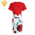 Women Printed Dress Floral Print Slim Fit Summer Dress for Women Knee Length Round Neck Short S ve Commute Dress Women Dress. 