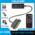 TEUCER LC-S50R Mini Adapter Controller ARGB 5V 3PIN to SATA Interface Extension Cable with Remote Control For PC Fan Light Strip. 