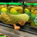 Cute Plush Pickled Cucumber Toy with Legs Soft Pickled Plush Toy Kawaii Green Cartoon Doll Children's Room Decoration. 