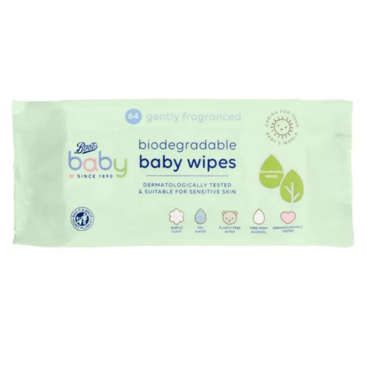 Boots Baby Fragranced Biodegradable Soft Baby Wipes, Single Pack = 64 Wipes