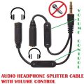 3.5mm Audio Jack Splitter Cable with Separate Volume Control headphone phone AUX Cable. 3.5 jack Splitter Male to 2 Female jack. This passive Audio Splitter cable lets you share a 3.5mm audio source with two speakers / headphones, while individually contr. 