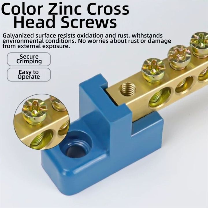 New%206*9%20Copper%20Ground%20Bar%204/6/8/10/12%20Hole%20High%20Bridge%20Type%20Zero%20Row%20Copper%20Bar%20Distribution%20Box%20-%20Image%203