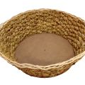 Handmade Reed Storage Round Basket With Wood Base. 