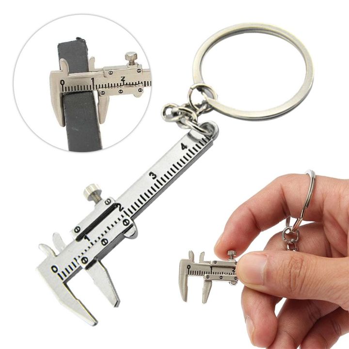 4PCS New Mini Key Pendant Ruler Model Vernier Caliper Key Chain Metal ...