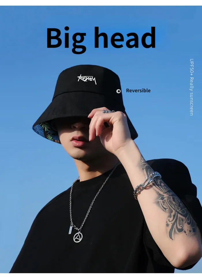63cm Big Head Letter Bucket Hat for Men Women XL Large Hip Hop Cap