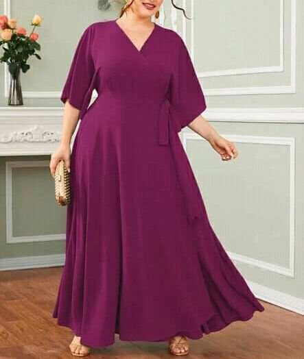 Plus%20Size%20Surplice%20neck%20frocks%20design%20for%20woman%20-%20Image%203