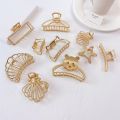 Korean Hair Clip Catch Hairclips Gold Metal Hair Claw Accessories Ins New Girls. 