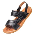Handmade Cowhide Gum-Rubber Outsole Men's Leather Sandals Men's Non-Slip Beach Shoes Men's Shoes Men's Slippers Real Cow Leather Sandals. 