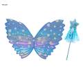 Girls Fairy Costume Set Fairy Princess Costume Kids Elf Cosplay Butterfly Wing Skirt Dress up. 
