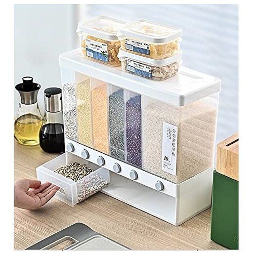 Wall-Mounted Dry Food Dispenser 6-Grid Cereal Dispensers Food Storage ...