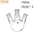 【InnovateWorld】YCLAB 150mL 19/26 * 3 Distillation Flask Oblique Shape with Three Necks Standard Ground Mouths Distilling Round Bottom. 