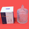 Glass Candy Jar with Lid Luxury Fancy Unique Designed Clear Candy Jar   Luxury (280ml ). 