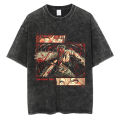 Anime chainsaw man T shirt men hip hop vintage washed oversized T shirts for men women streetwear tees 100% cotton T-shirt. 