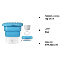 Blue Portable Travel Washing Machine, Mini Folding Washing Machine Combo with Small Collapsible Drain Basket UK Plug. 