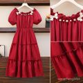 plus Size Women's Clothing 2024 Summer New Style French Tea Break Butterfly Design Pearl Cake Dress for Fat Girls. 