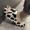 Milk Slippers Cows Pattern Harajuku Style Summer Cow Indoor Home Non-Slip Bathroom Platform Slippers Men's Drooping Feeling. 