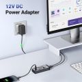 USB 3.0 7-Port Hub 12V 2A (DC:5.5) – High-Speed Data Transfer Up to 5Gbps, Powered USB Hub with Individual On/Off Switches, Plug & Play, Wide Compatibility for PC, Laptop, MacBook, Printer, External HDD & More". 